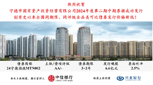 喜报！热烈庆祝市多多28官网公司2024年度第二期中期票据成功发行